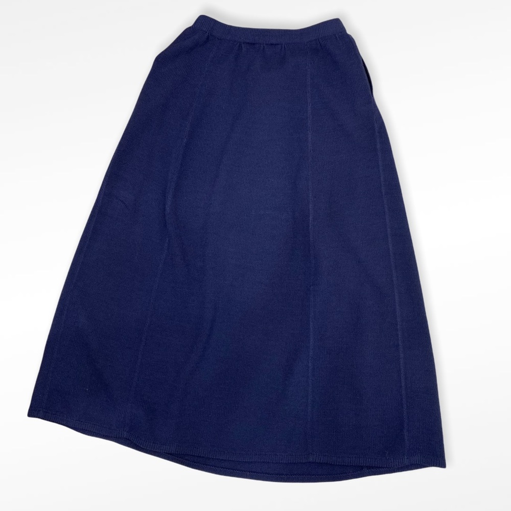 Vintage St John Blue Santana Knit Midi Skirt with Pockets